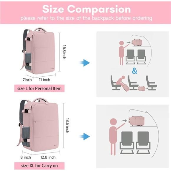 Travel Backpack for Women, Carry On Backpack with USB Charging Port &